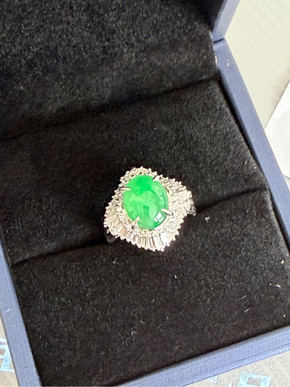 Natural Jade and natural diamonds Ring - Women Jewelry